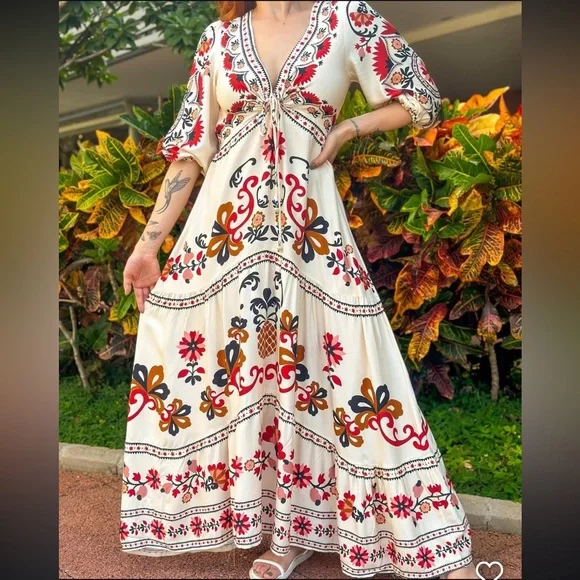 FARM Rio Floral Mandala Long Dress Size M - Picture 3 of 10